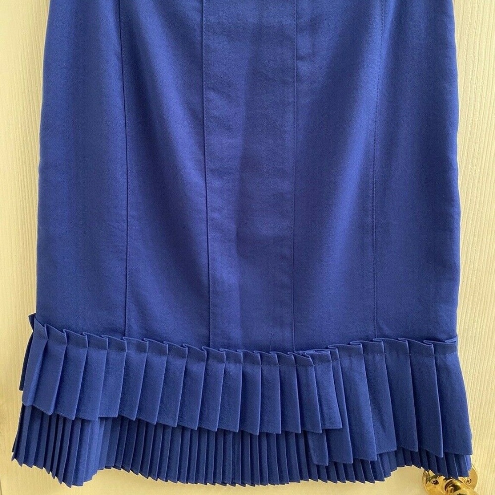 Nanette Lepore Solid Royal Cobalt Blue Pleated Pencil Skirt Size 6 NEW